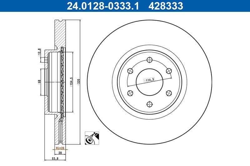 Brake disc Voor Links/Rechts past: MERCEDES X (470)  NISSAN NAVARA NP300  RENAULT ALASKAN 2.3D/2.5D/3.0D 07.14-