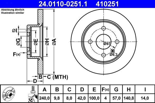 Brake disc Achter Links/Rechts past: OPEL ASTRA G, ASTRA G CLASSIC, ASTRA H, ASTRA H CLASSIC, ASTRA H GTC, MERIVA A 1.2-2.0D 02.98-