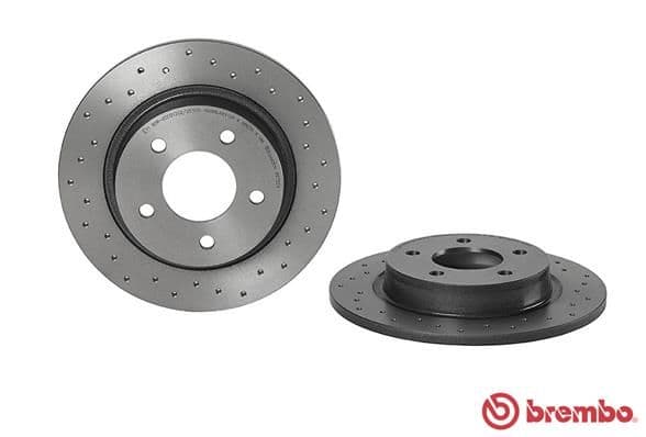 Brake disc, BREMBO Xtra, 1pcs, Drilled, Achter   Links/Rechts, buitendiameter 280 mm, dikte 11 mm, past: MAZDA 3, 5 1.6D-2.3 10.03-