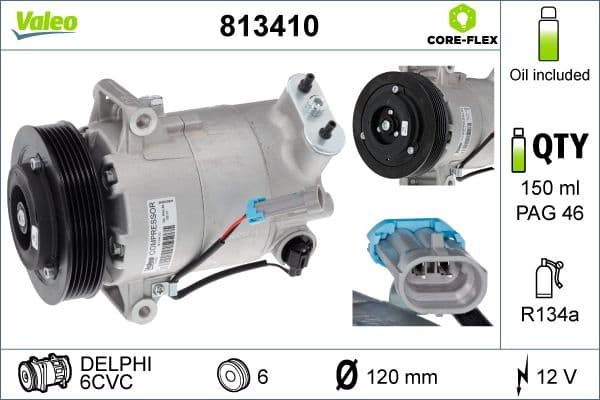 Airconditioning compressor past: CHEVROLET CRUZE, ORLANDO  OPEL ASTRA J, ASTRA J GTC, INSIGNIA A 1.6-2.0D 07.08-