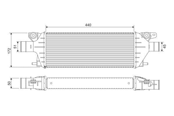Toevoerluchtkoeler past: FIAT SEDICI  SUZUKI SX4 2.0D 06.06-