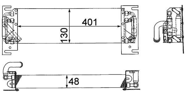 Olie radiator (130x48x401mm) past: JOHN DEERE 2155, 2355, 2555, 2755, 2955, 3055, 3155, 3255