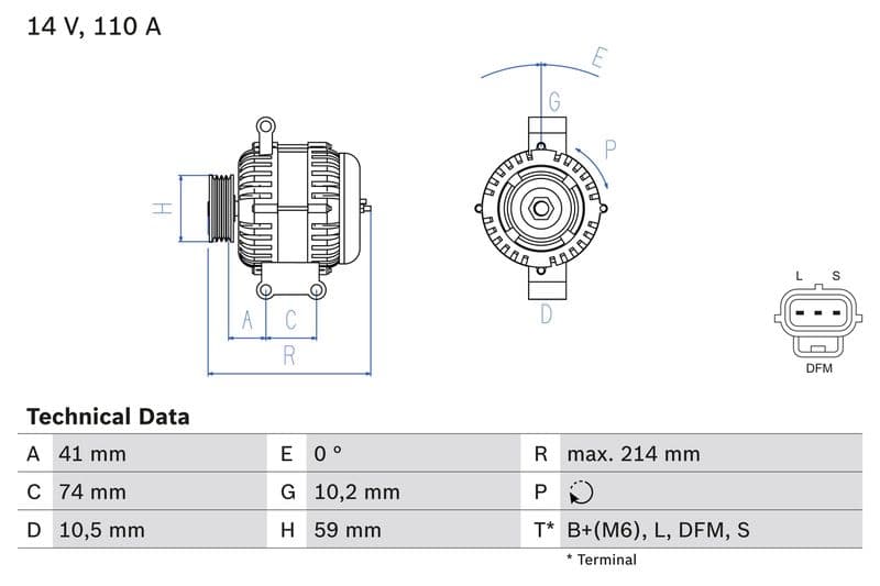 Dynamo (14V, 110A, gereviseerd) past: FORD TRANSIT 2.4D 01.00-05.06