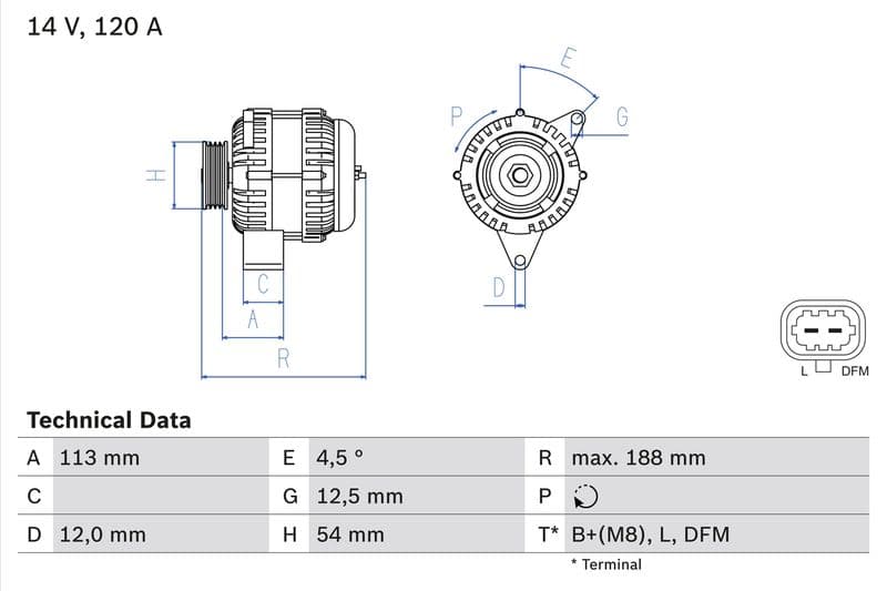 Dynamo (14V, 120A, gereviseerd) past: OPEL ASTRA H, ASTRA H GTC, SIGNUM, VECTRA C, VECTRA C GTS, ZAFIRA B 1.9D 04.04-04.15