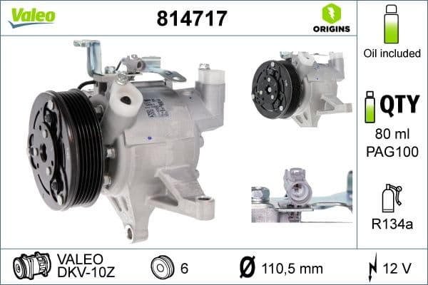 Airconditioning compressor past: SUBARU FORESTER, IMPREZA, LEVORG, XV 1.6-2.5 07.11-