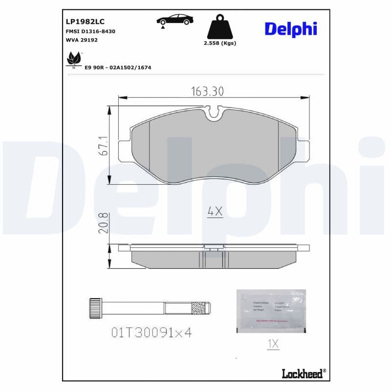 Remblokken set Voor , past: MERCEDES EQV (W447), MARCO POLO CAMPER (W447), SPRINTER 3,5-T (B906), SPRINTER 3,5-T (B907), SPRINTER 3,5-T (B907, B910), SPRINTER 3-T (B906) 1.6D-Electric 09.03-