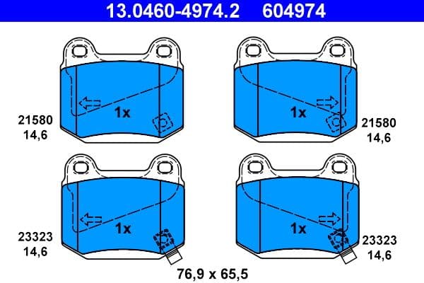 Remblokken set Achter , past: MITSUBISHI CARISMA, LANCER VI, LANCER VII  NISSAN 350Z  SUBARU BRZ, IMPREZA, WRX 2.0/2.5/3.5 01.99-