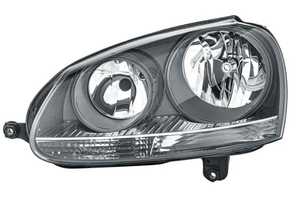 Koplamp Links (halogeen, H7/H7/PY21W/W5W, met motor, kleur invoegen: grijs, kleur indicator: transparant) past: VW GOLF V -02.09