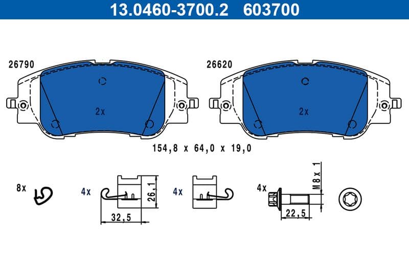 Remblokken set Voor , past: DS DS 3 / DS 3  CITROEN C3 IV, C4 III, C4 X  OPEL CORSA F, MOKKA  PEUGEOT 2008 II, 208 II 1.2-Electric 05.19-