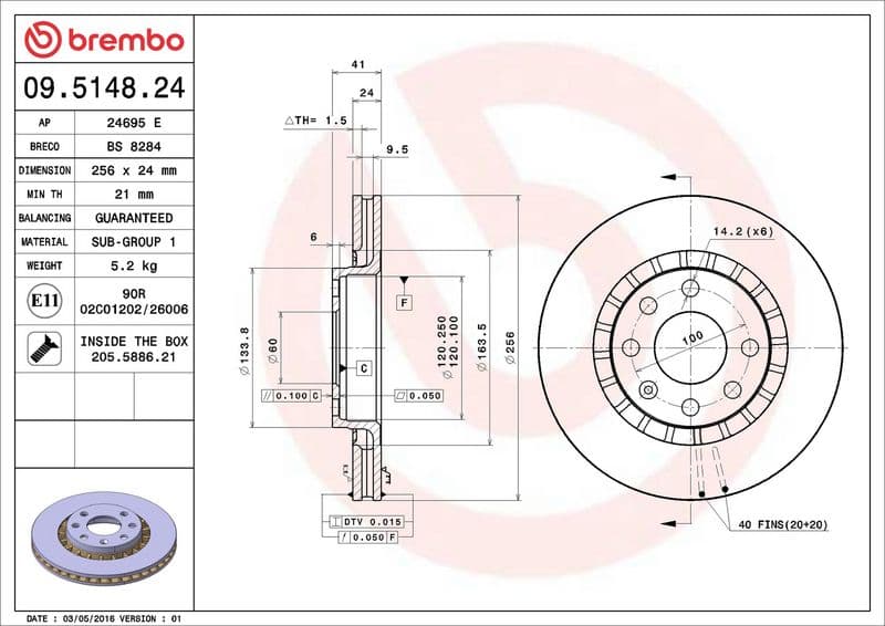 Brake disc Voor Links/Rechts past: CHEVROLET VECTRA  DAEWOO LANOS  OPEL ASCONA C, ASTRA F, ASTRA F CLASSIC, CALIBRA A, KADETT E, VECTRA A, VECTRA B  VW GOLF V 1.4-2.5 09.84-