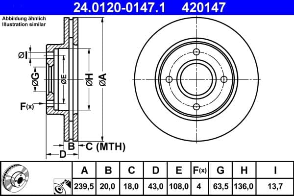 Brake disc Voor Links/Rechts past: FORD COURIER, ESCORT CLASSIC, ESCORT V, ESCORT V EXPRESS, ESCORT VI, FIESTA, FIESTA III, FIESTA IV, KA, ORION III, PUMA  MAZDA 121 III 1.0-1.8D 01.89-12.11
