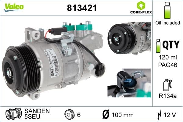 Airconditioning compressor past: BMW 1 (E87), 3 (E90), 3 (E91) 2.0/2.0D 06.04-06.12