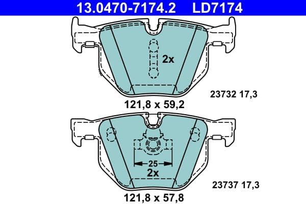 Keramische remblokken Achter , past: BMW 3 (E90), 3 (E92), 3 (E93), 5 (E60), 5 (E61), 6 (E63), 6 (E64) 2.0-3.0D 12.01-12.13