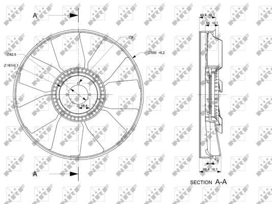 Radiator plezier (diameter 550mm, aantal bladen 7) past: IVECO EUROCARGO I-III  MERCEDES UNIMOG 8040.25B.4200-OM924.923 01.91-