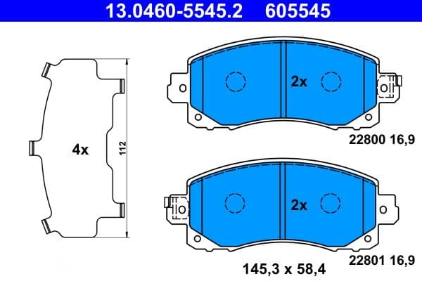 Remblokken set Voor , past: SUBARU FORESTER, IMPREZA, OUTBACK, XV 1.6-2.5 10.16-