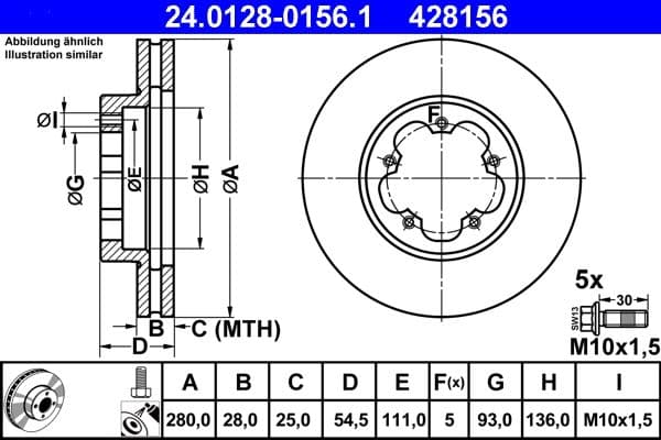 Brake disc Voor Links/Rechts past: FORD TRANSIT, TRANSIT TOURNEO 2.2D 04.06-08.14