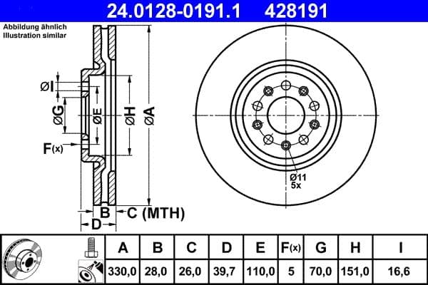 Brake disc Voor Links/Rechts past: ALFA ROMEO 159, BRERA, GIULIETTA, SPIDER  CHRYSLER 200  JEEP CHEROKEE, COMPASS, RENEGADE 1.3H-3.2 09.05-
