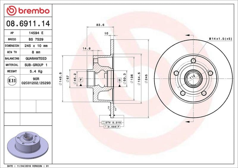 Brake disc Achter Links/Rechts (geen ABS ring) past: AUDI A4 B5 1.6-2.8 11.94-09.01