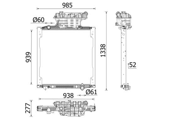 Motorradiator ((en) with frame, met tank) EURO 6 past: MAN TGS II, TGX II D1556LF07-D3876LF12 02.20-