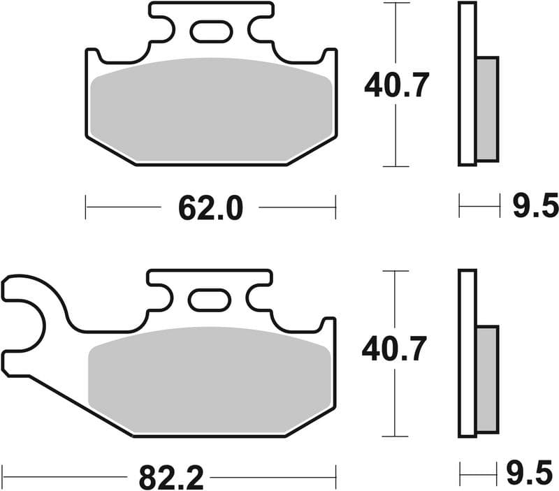Brake pads Achter/Voor, beoogd gebruik: offroad, materiaal: sinter-SD, 40,7x62x9,5mm past: BOMBARDIER DS, OUTL., QUEST  CANNONDALE BLAZE, CANNIBAL, FX, GLAMIS, MOTO, SPEED  SUZUKI LT-A 330-700