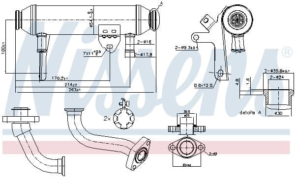 Uitlaatgassen radiator past: ALFA ROMEO 147, 156  FIAT BRAVO I, BRAVO II, DOBLO, IDEA, MAREA, MULTIPLA, STILO  LANCIA LYBRA, MUSA 1.9D 03.96-