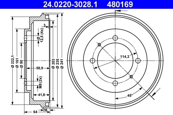 Brake drum Achter past: MITSUBISHI CARISMA, SPACE STAR 1.3-1.9D 05.95-06.06