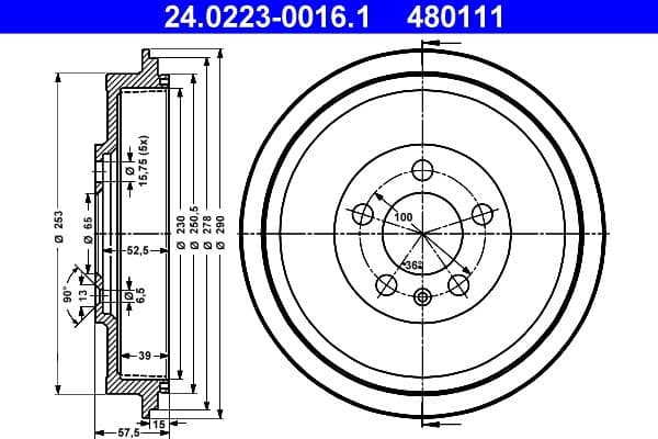 Brake drum Achter past: SKODA OCTAVIA I, ROOMSTER, ROOMSTER PRAKTIK 1.2-1.9D 09.96-05.15
