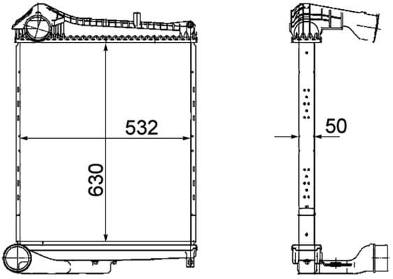 Toevoerluchtkoeler past: RVI MIDLUM DCI6-W/DXi5 10.01-