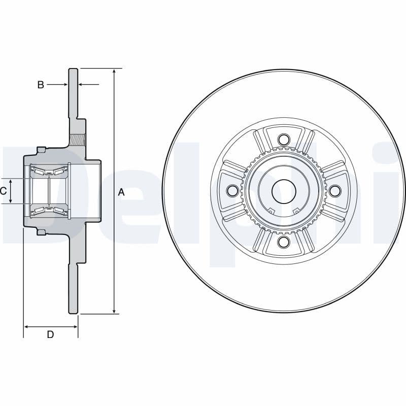 Remschijf met lager Achter Links/Rechts past: RENAULT CLIO I, CLIO II, MEGANE I, MEGANE I CLASSIC, MEGANE I COACH 1.2-2.0 01.91-08.16