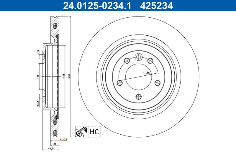 Brake disc Achter Links/Rechts past: LAND ROVER DEFENDER, DISCOVERY V, RANGE ROVER IV, RANGE ROVER SPORT II 2.0-5.0 08.12-