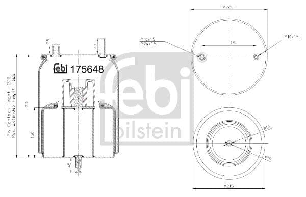 Luchtveringsbalgen (diameter: 215/228mm, bevestigingsgaten: rechthoekige bodemgaten) past: VOLVO FH past: VOLVO FH, FH II, FH III, FH16, FH16 II, FH16 III, FM II, FM III, FMX II, FMX III 01.03-