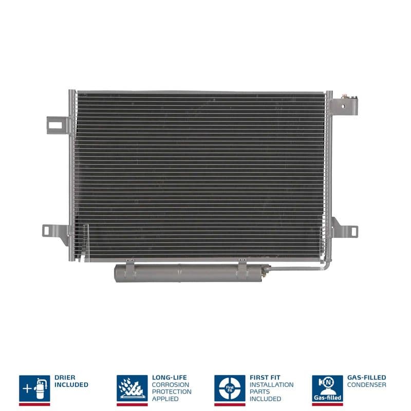 A/C condensator (met droger, (EN) additional fitting elements) past: MERCEDES A (W169), B SPORTS TOURER (W245) 1.5-Electric 09.04-06.12