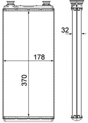 Verwarming (370x178x32mm) past: MAN F2000, FOC, TGA, TGL I, TGM I, TGS I, TGX I D0834LFL40-D3876LF09 01.94-