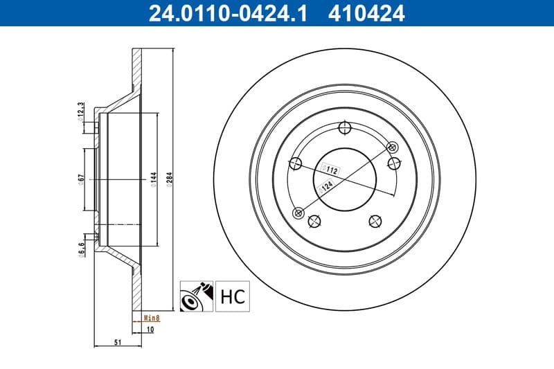 Brake disc Achter Links/Rechts past: SSANGYONG TIVOLI, TIVOLI GRAND, XLV 1.2-1.6LPG 04.15-