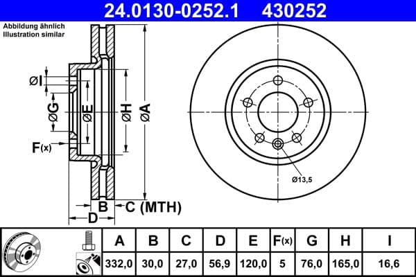 Brake disc Voor Links/Rechts past: VW AMAROK 2.0/2.0D/3.0D 09.10-