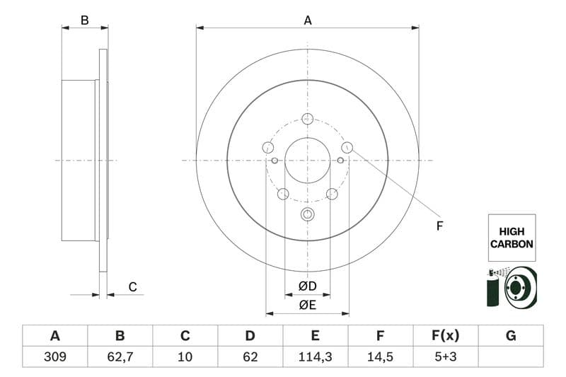 Brake disc Achter Links/Rechts past: LEXUS RX  TOYOTA HIGHLANDER / KLUGER, SIENNA 2.7/3.5 12.08-