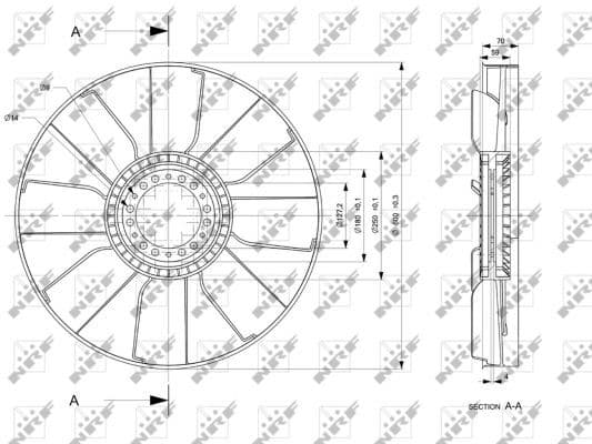 Radiator plezier (diameter 607mm, aantal bladen 8) past: IVECO EUROCARGO I-III, EUROFIRE II, MAGIRUS 8060.45M-F4AE3681E 01.91-09.15