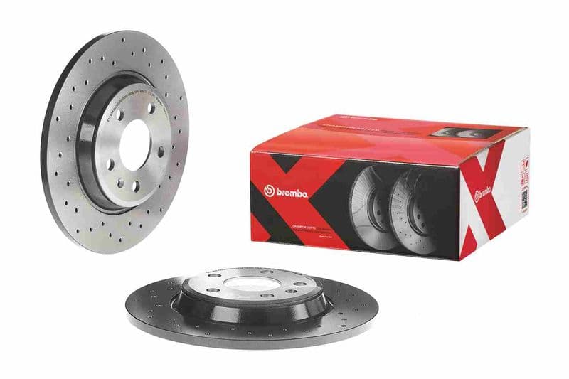 Brake disc, BREMBO Xtra, 1pcs, Drilled, Achter   Links/Rechts, buitendiameter 300 mm, dikte 12 mm, past: AUDI A4 ALLROAD B8, A4 B8, A5, A6 ALLROAD C7, A6 C7, A7, Q5 1.8-4.2 06.07-09.18
