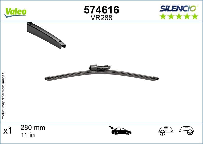 Wisserblad Flat Achter (1pcs) Silencio 280mm past: CUPRA ATECA, BORN  SEAT ATECA  SKODA ENYAQ IV, FABIA IV, KODIAQ II, SUPERB IV  VW ARTEON SHOOTING BRAKE, ID. BUZZ, ID. BUZZ CARGO, ID.3 04.16-