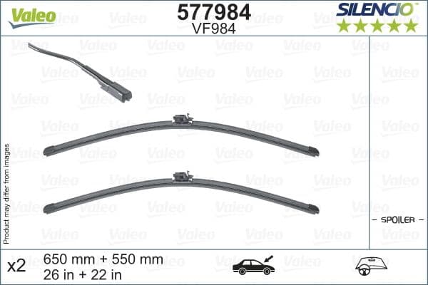 Wisserblad voegloos Voor met spoiler (2pcs) Silencio Xtrm 650/550mm past: MERCEDES GLE (C167), GLE (V167), GLS (X167) 10.18-