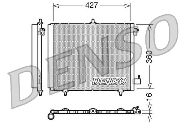 A/C condensator (met droger) past: DS DS 3  CITROEN C2, C2 ENTERPRISE, C3 AIRCROSS I, C3 AIRCROSS II, C3 I, C3 II, C3 III, C3 PLURIEL, C4 CACTUS, DS3  OPEL CROSSLAND X / CROSSLAND 1.0-1.6D 02.02-