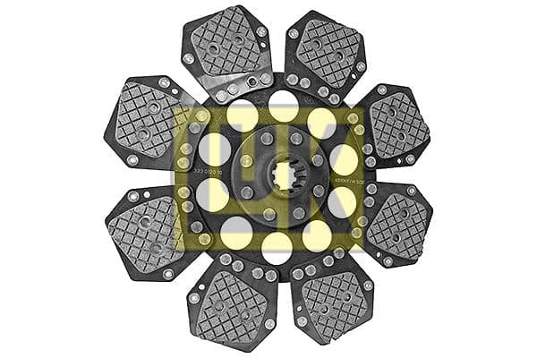 Koppelingsplaat/plaat keramiek (330mm  aantal peddels: 8) past: FENDT 307 C FARMER, 307 C TURBO FARMER, 308 C FARMER, 308 FARMER, 309 C TURBO FARMER, 309 CA FARMER, 309 CI FARMER, 309 FARMER