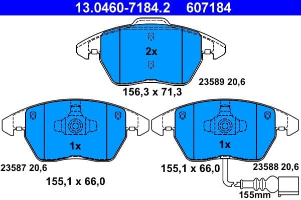 Remblokken set Voor , past: AUDI A1, A3, TT  SEAT ALTEA, ALTEA XL, IBIZA IV, IBIZA IV SC, IBIZA IV ST, LEON, TOLEDO III, TOLEDO IV  SKODA FABIA II, FABIA II PRAKTIK, FABIA III 1.0-Electric 02.98-