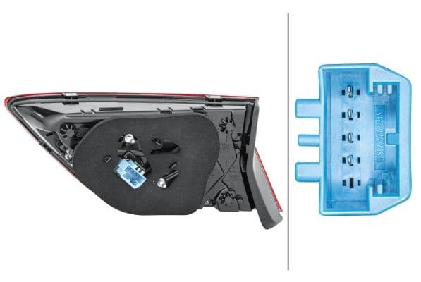 Achterlicht Links (binnen/bovenste deel, LED, kleur van het glas grijs/red, anti-fog licht) past: VW TIGUAN II 01.16-12.19