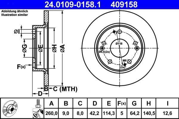 Brake disc Achter Links/Rechts past: HONDA CIVIC IX, CIVIC VIII 1.3-2.2D 09.05-12.16