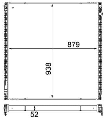 Motorradiator ((en) without frame, lage temperatuur  nieuw type) EURO 6 past: MAN TGS I, TGX I  AGRALE 1000 D2066LF01-D3876LF16 10.85-
