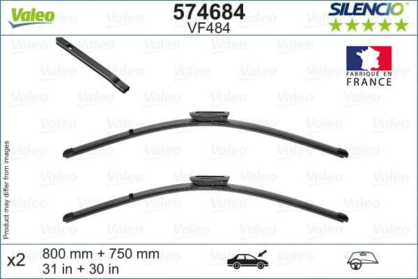 Wisserblad voegloos Voor met spoiler (2pcs) VF484 Silencio Xtrm 800/750mm past: CITROEN C4 GRAND PICASSO I, C4 PICASSO I 10.06-12.13
