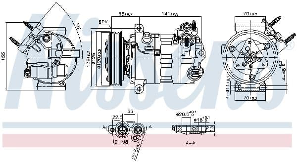 Airconditioning compressor past: VOLVO S60 II, S90 II, V40, V90 II, XC60 I, XC90 II 1.5-2.0H 05.14-