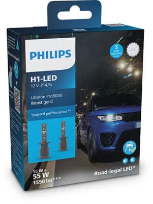 LED gloeilamp (Set 2pcs) H1 12V 15W P14,5S (EN) possibility of certification for particular cars Ultinon Pro6000 HL Boost 5800K