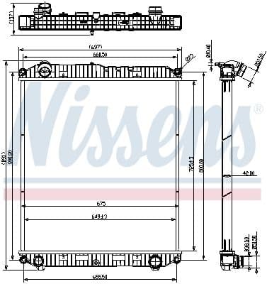 Motorradiator ((en) without frame) EURO 6 past: MERCEDES ATEGO 3 OM934.911/OM934.913/OM936.910 04.13-